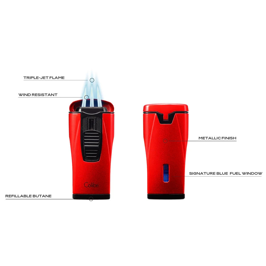 Colibri Cigar Lighter Monaco Triple Jet Lighter Metallic Charcoal