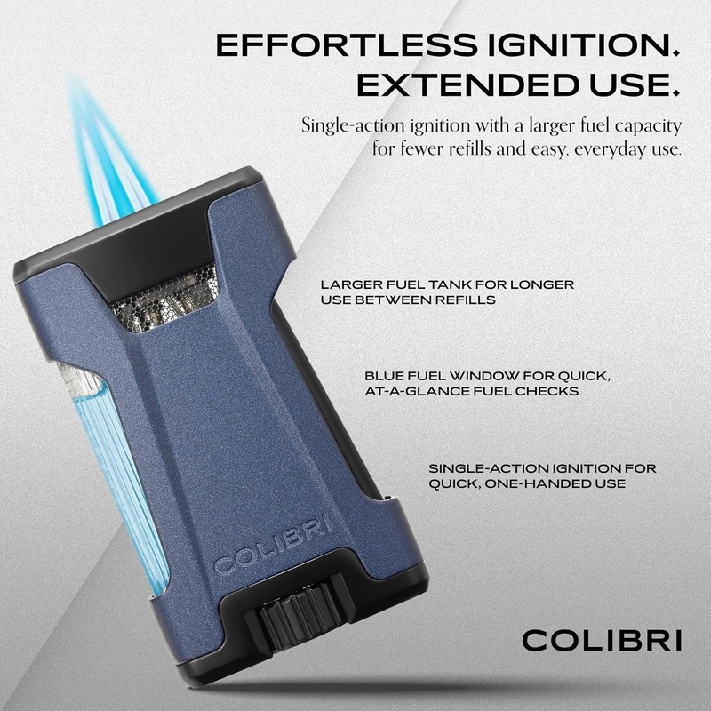 Colibri Rebel Double Jet Lighter Matte Midnight Navy - Image 3