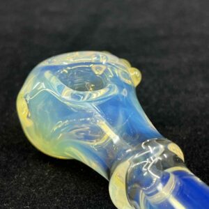 American Glass Blowing - Spoon Pipe Blue Silver Fumed - 6 inches Long