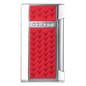 Colibri Mosaic Chrome Red flat flame lighter, front view